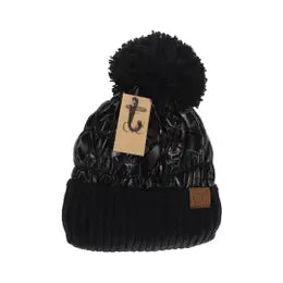 C.C  Beanie Hat With Faux Fur or Yarn Pom