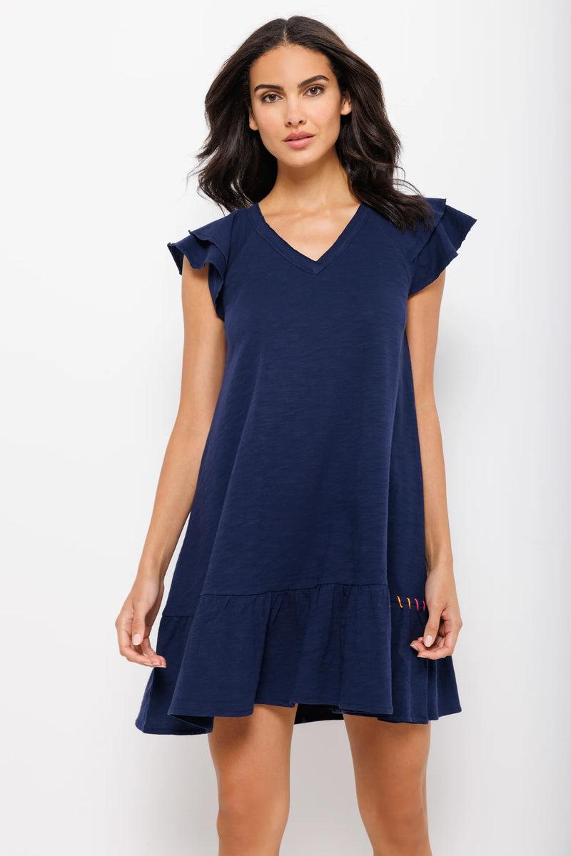 Free Frills Dress in Navy- Lisa Todd