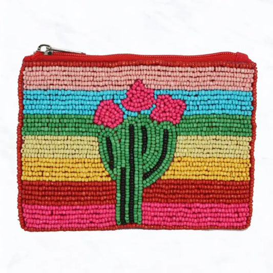Cactus beaded pouch