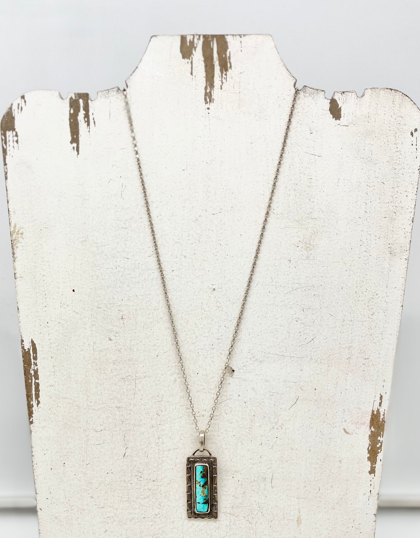 Necklace- Sterling Silver and Turquoise Charm on Sterling Silver chain