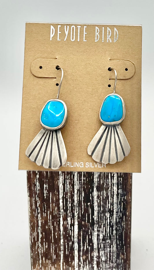 Sterling Silver and Turquoise shell dangle earrings