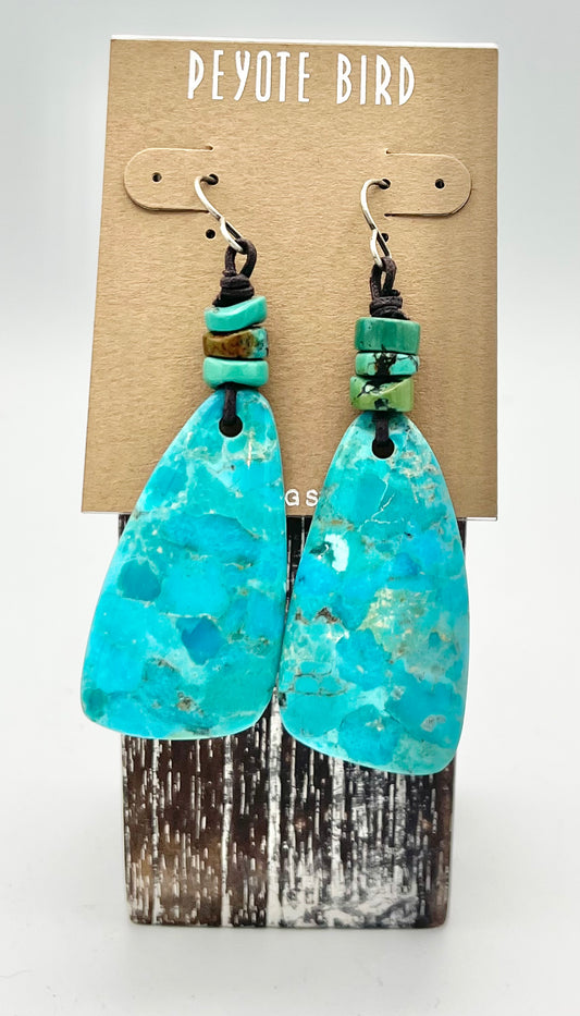 Turquoise beaded Slab Earrings