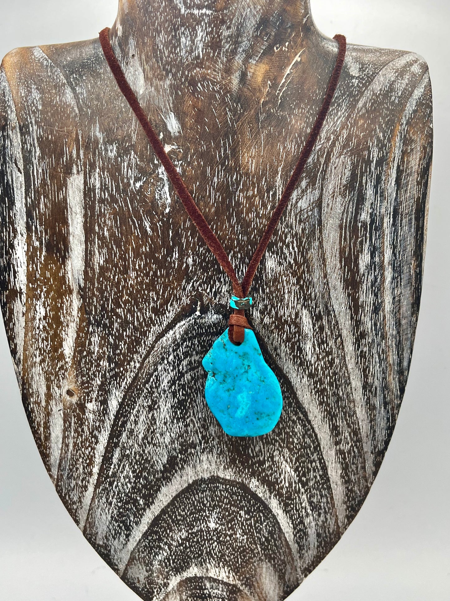 Turquoise Chunk Necklace on Leather