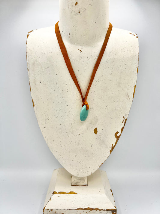 Jennifer Medina Turquoise Necklace with Leather strap