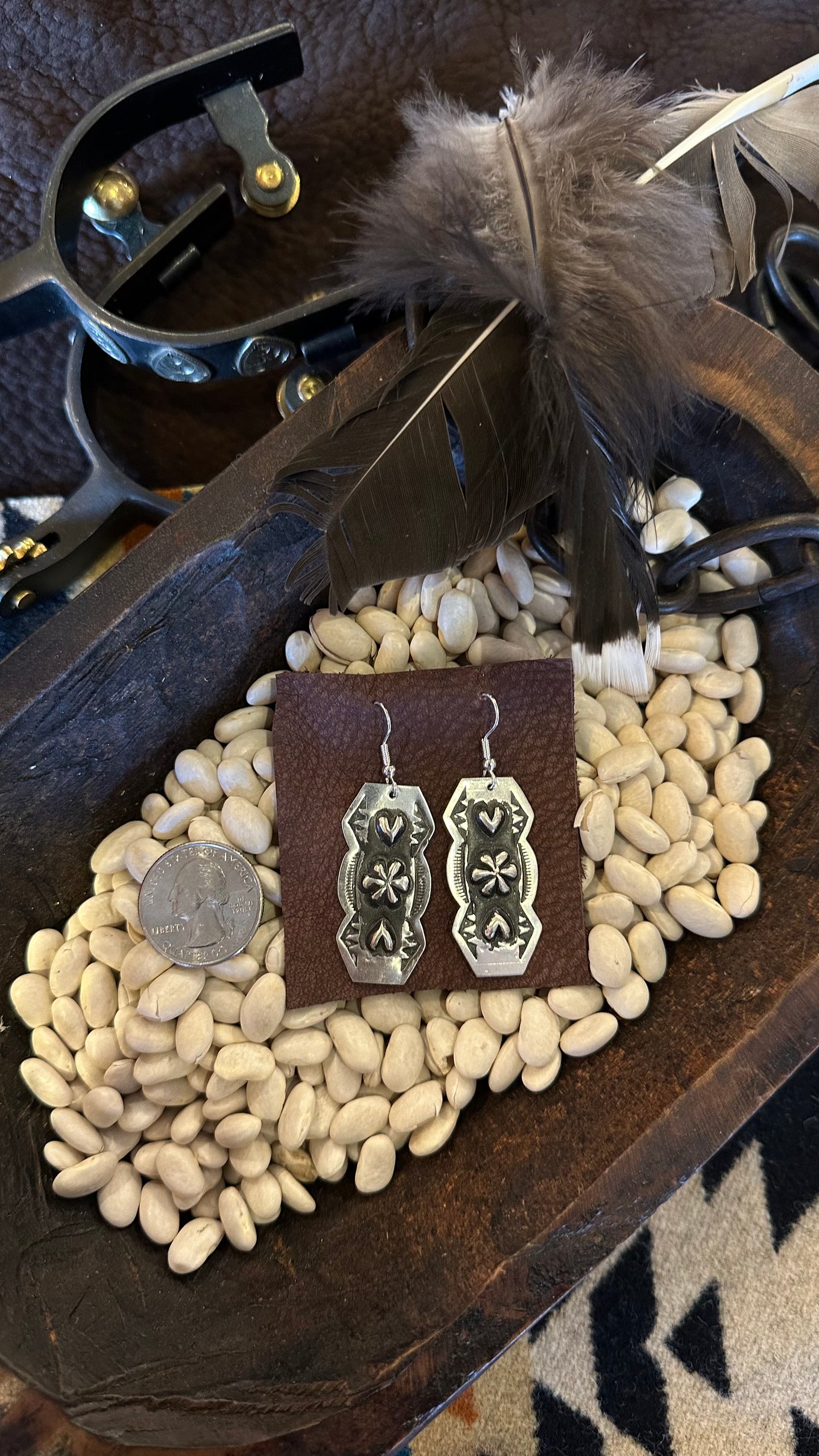 Sterling Silver Stamped Dangle Earrings