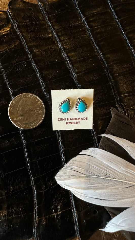 Studs- Zuni Turquoise Teardrop Earrings