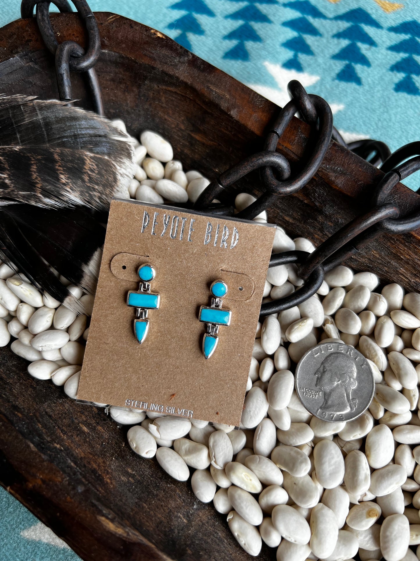 Small Turquoise Tri-shape dangle Earrings