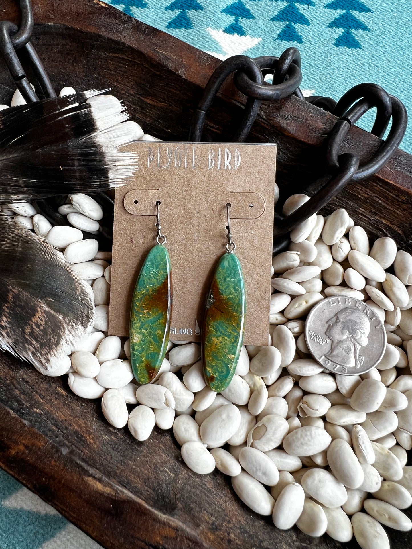 Green Turquoise Slab Earrings