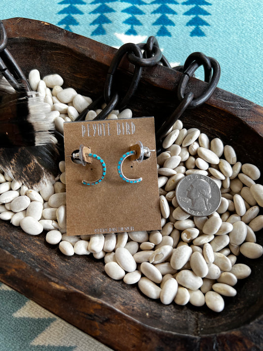 Small Turquoise inlay hoop earrings