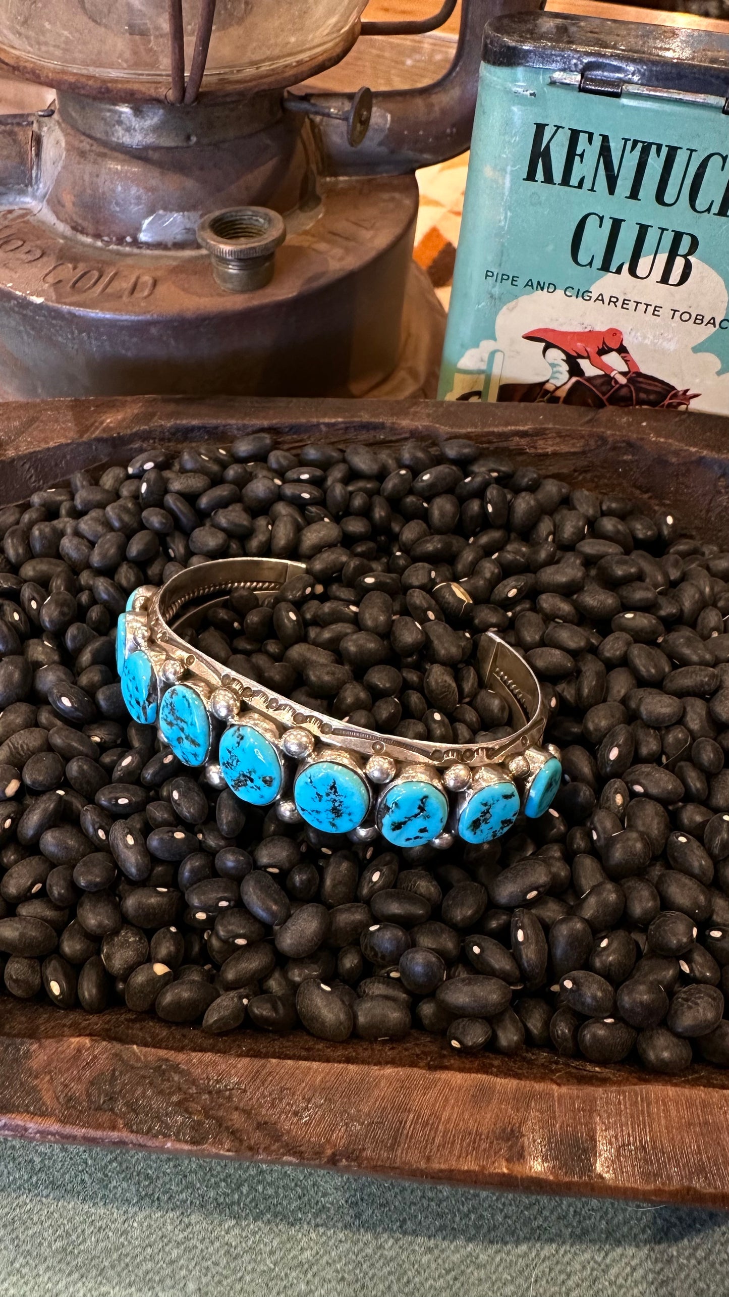 Sterling Silver, Kingman Turquoise 9 stone Cuff