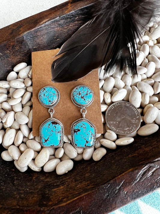 Turquoise Two Stone Dnagle Earrings