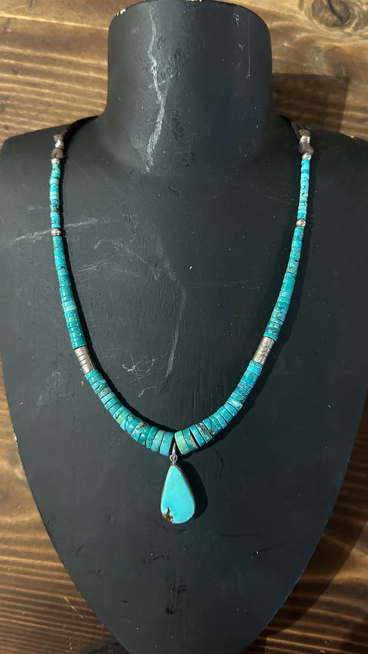 Necklace- Pilar Lovato Turquoise Bead with pendant