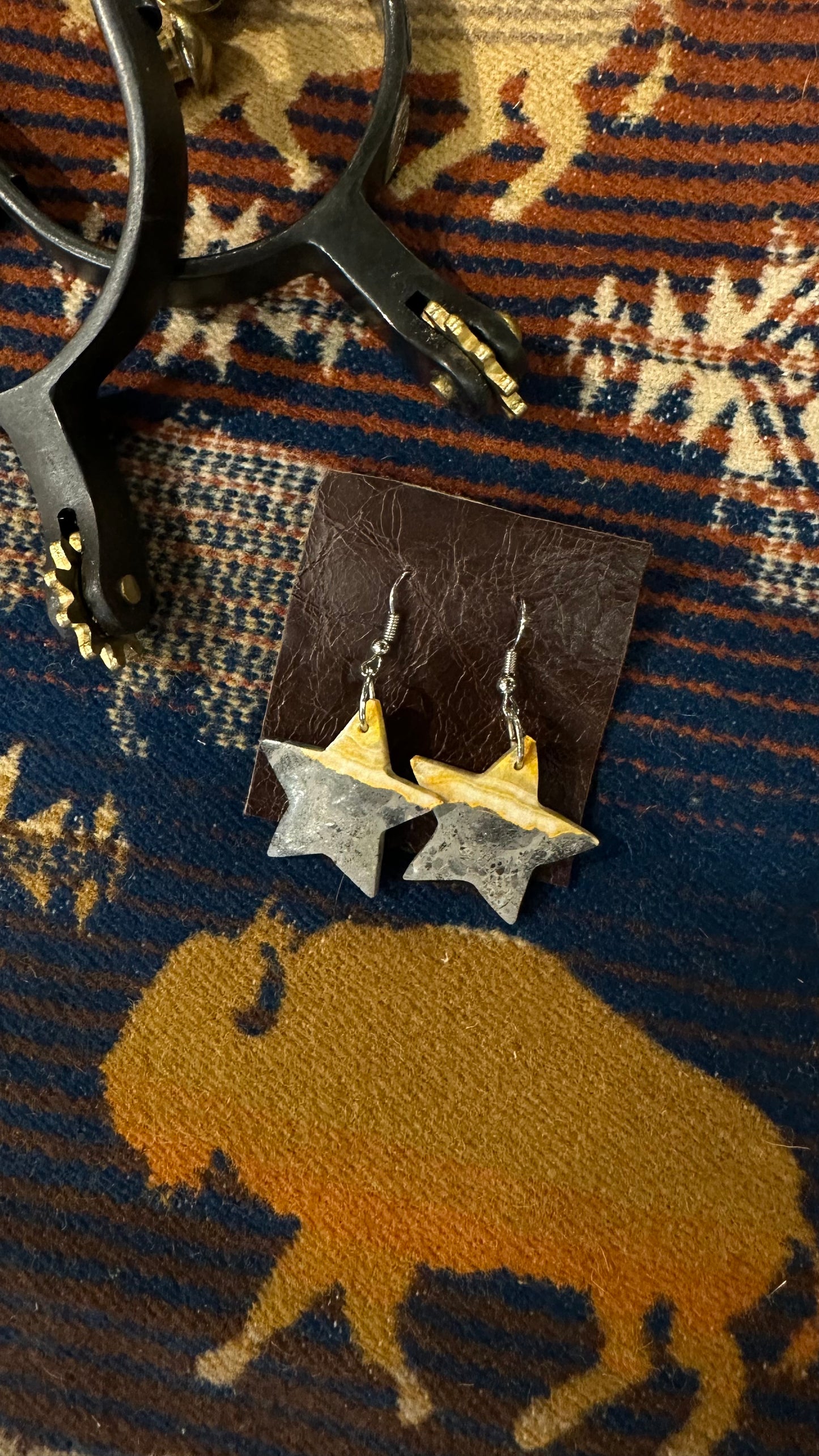 Bumble Bee Jasper Star Slab Earrings