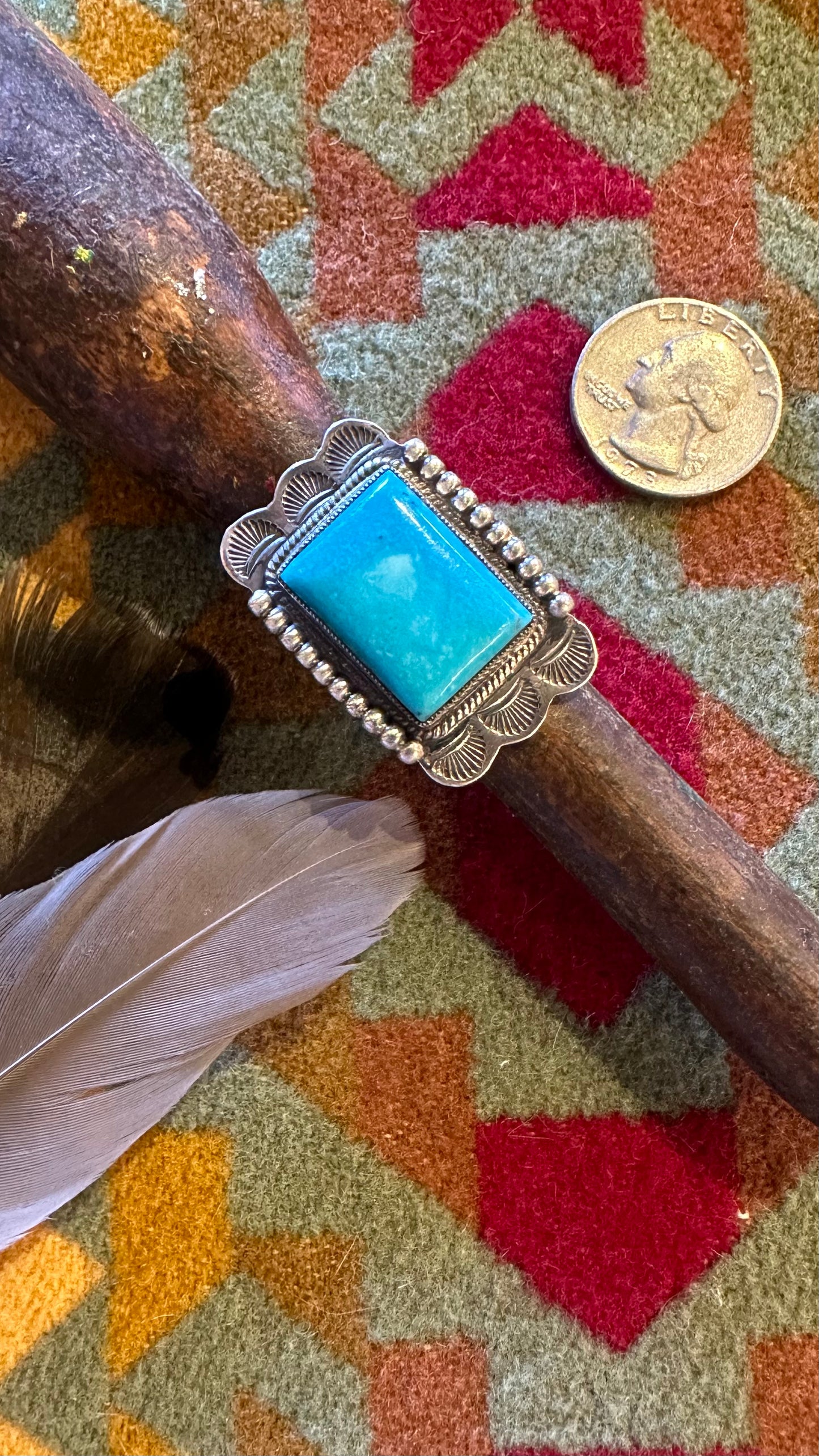 Rectangle Kingman Turquoise Ring