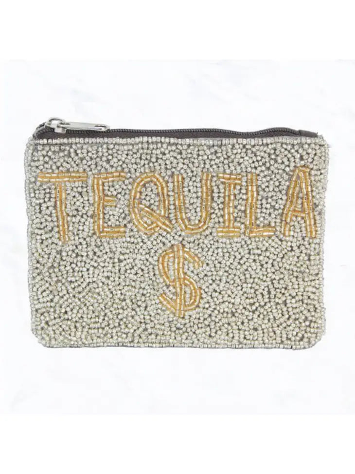 Tequila money beaded pouch