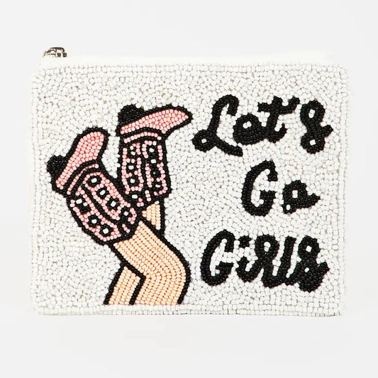 "Let's go girls" beaded pouch