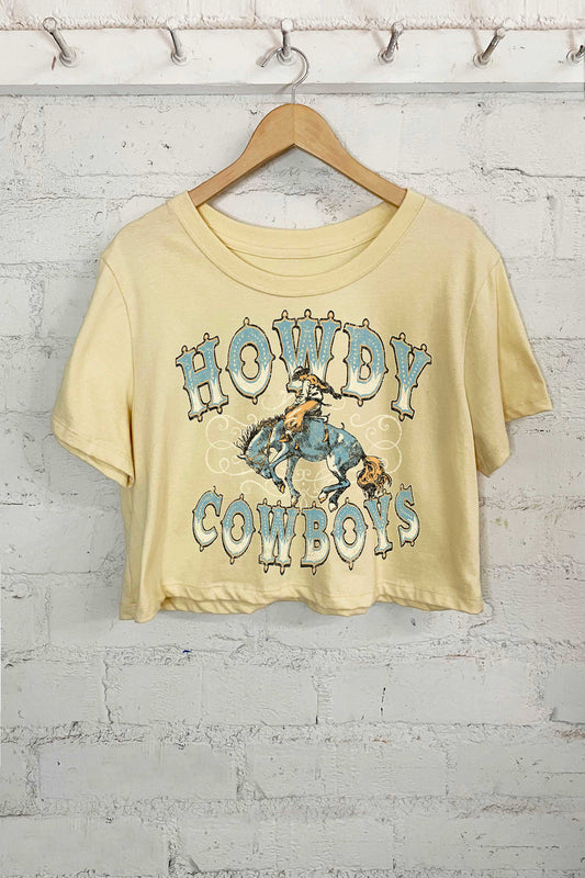 Howdy Cowboys Crop Tee