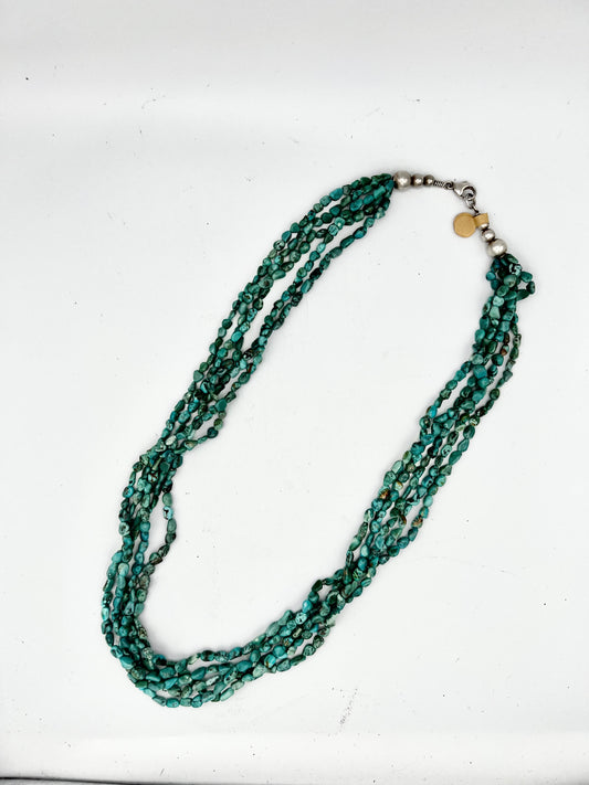 Necklace- Vintage 1940's Navajo Turquoise 5 strand