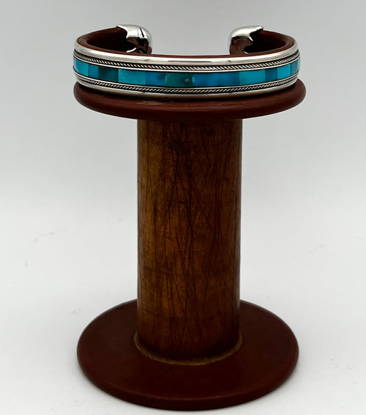 Cuff/ Bracelet- Ramona Heiss Turquoise, Leather, Sterling