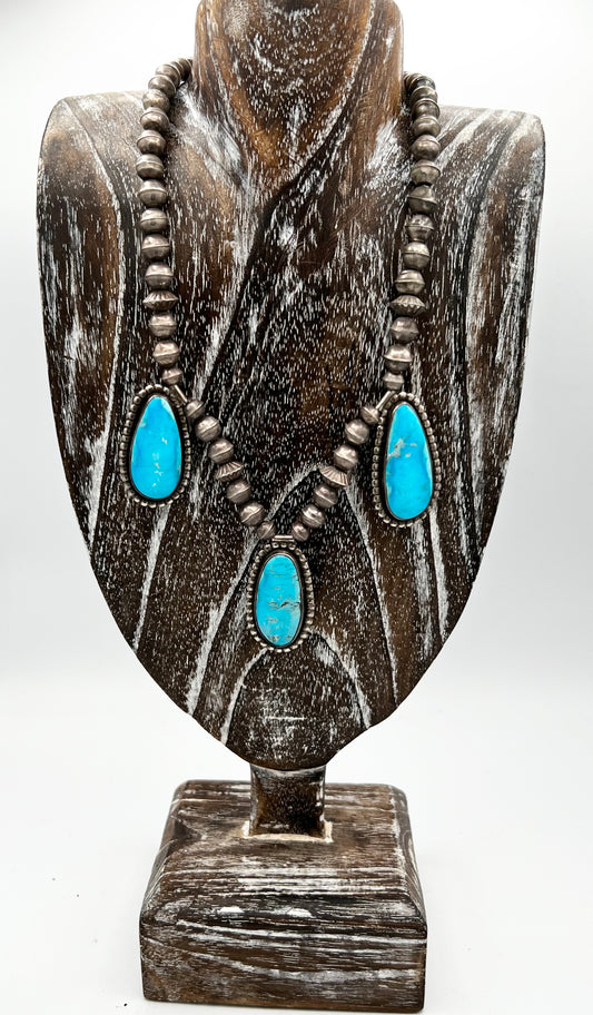Vintage 1960's Kingman Turquoise 3 Stone