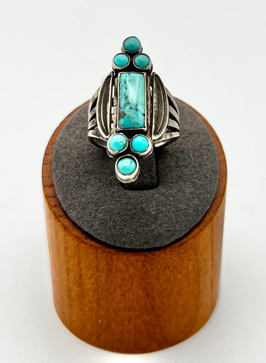 Ring- Vintage Navajo Blue Gem Turquoise