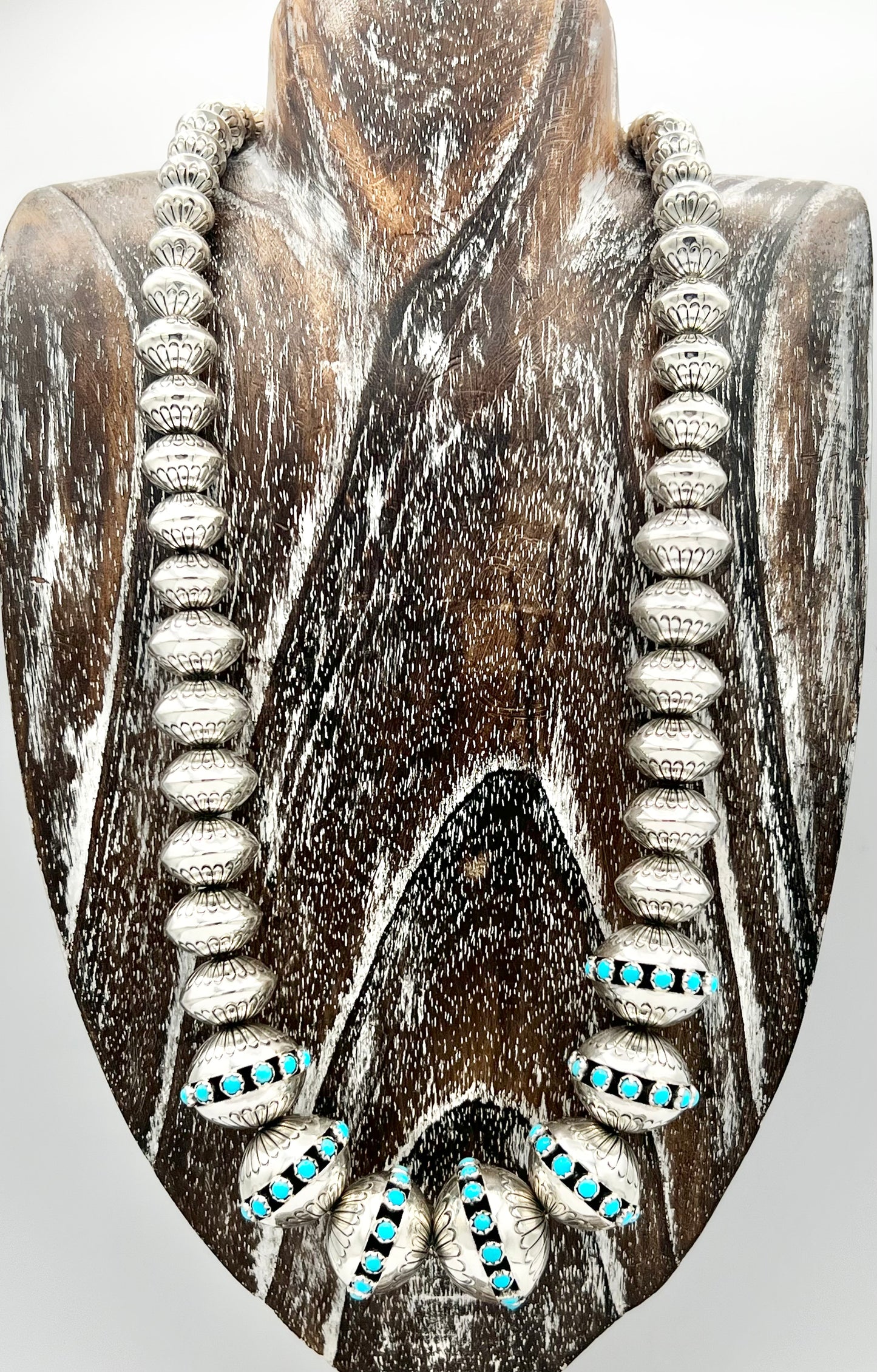 Necklace- Marie Yazzie Sterling Beads, Turquoise