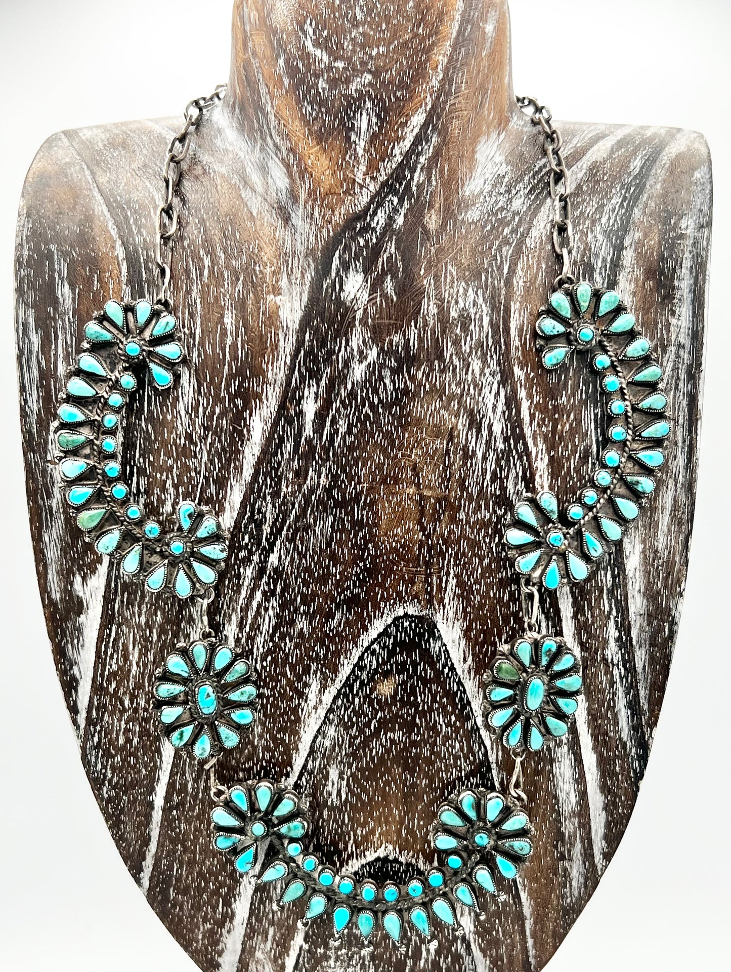 Necklace- Vintage Morenci Turquoise Zuni Chocker