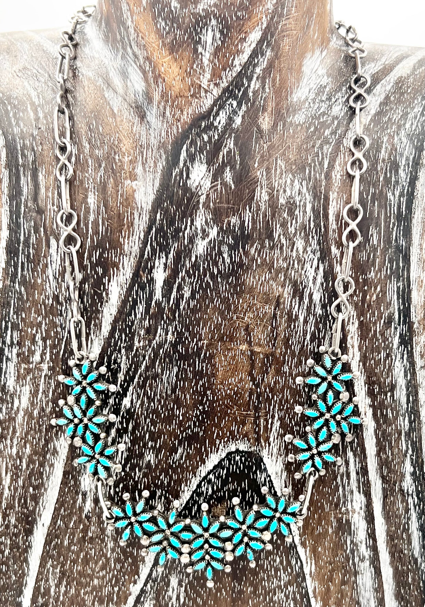 Necklace- Vintage Snowflake Zuni Turquoise Sterling