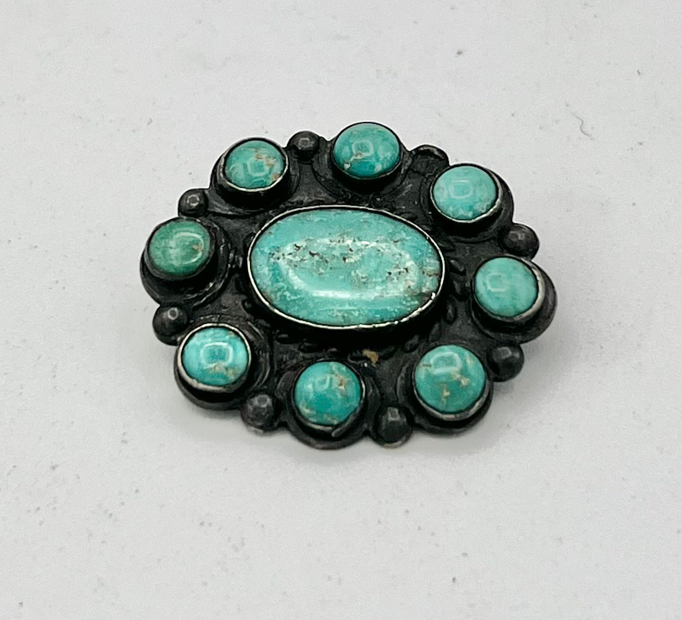Hat Pin- Vintage Cluster Turquoise Sterling