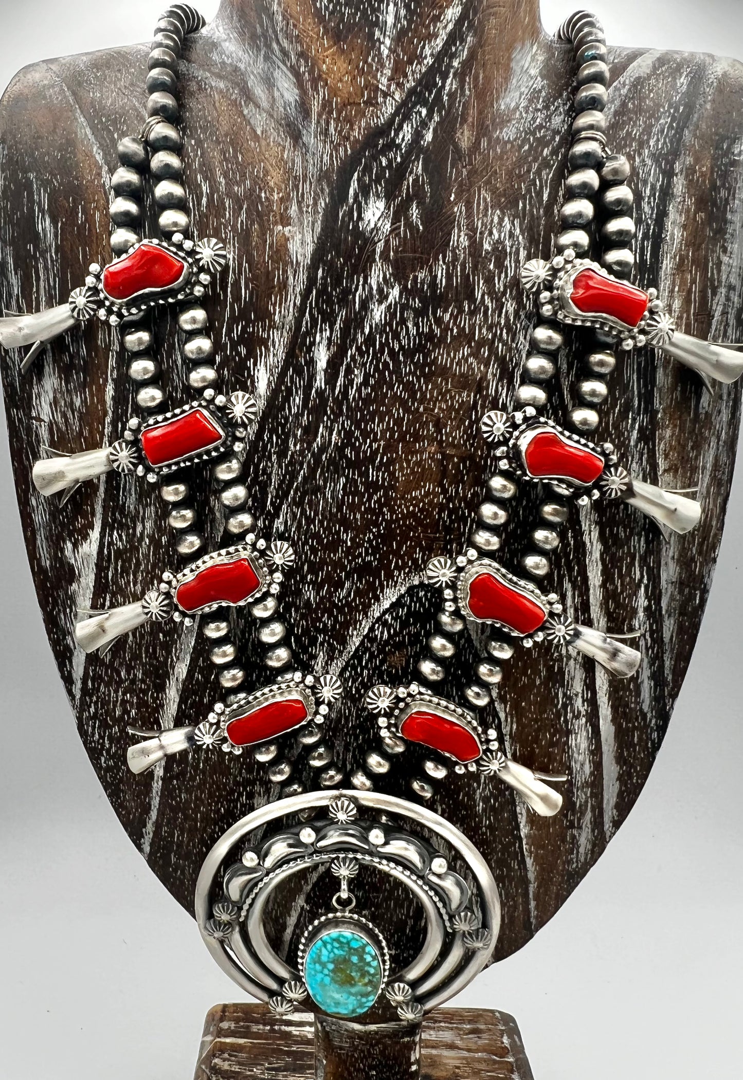 Necklace- Tom Lewis Squash RedCoral and Turquoise