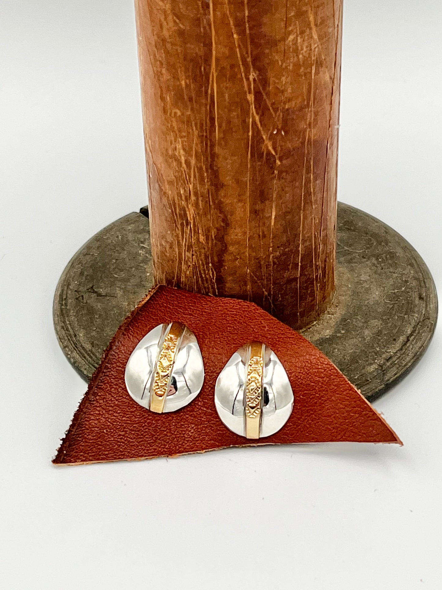 Earrings/Stud- Navajo Sterling and Gold Inlay