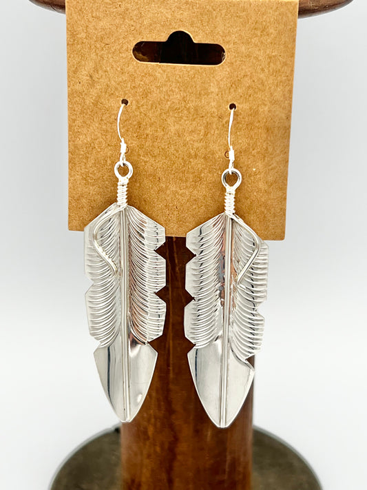 Earrings/Dangle- Navajo Sterling Feather