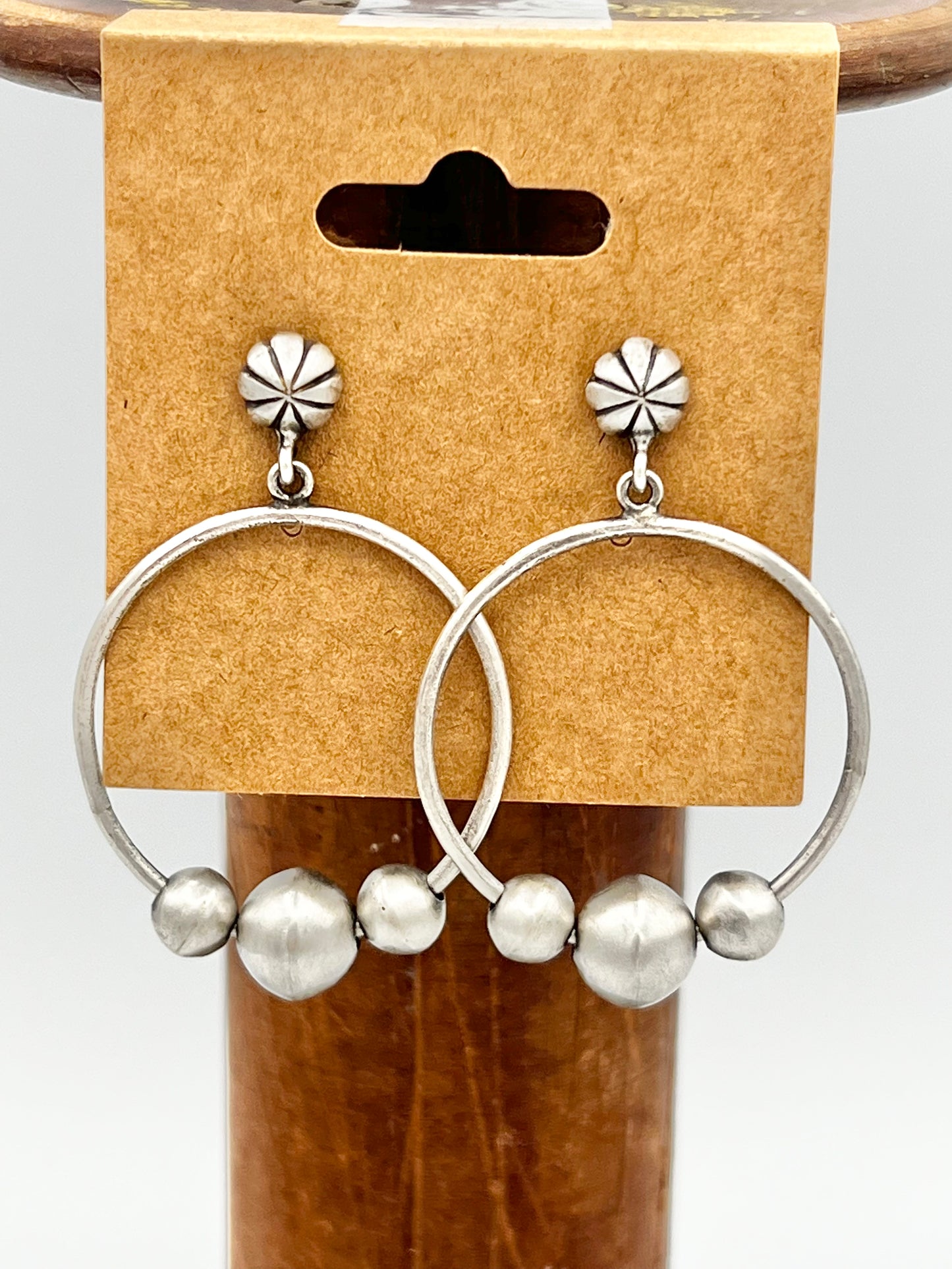 Earrings/Hoop- Navajo Sterling Hoop and Bead