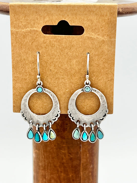 Turquoise and Sterling Circle Earrings