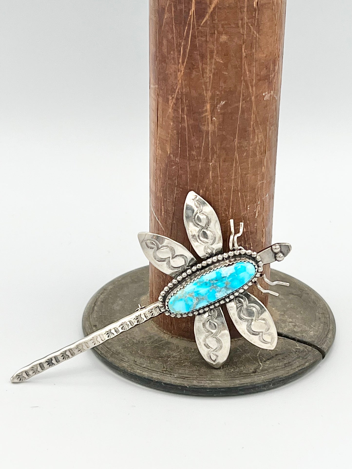 Dragonfly Pin with Royston Turquoise