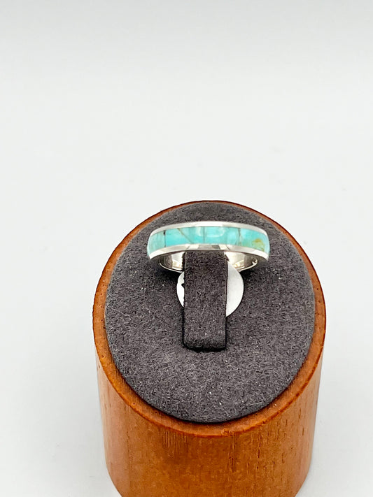 Ring-Turquoise Inlay Band Ring: Size 7
