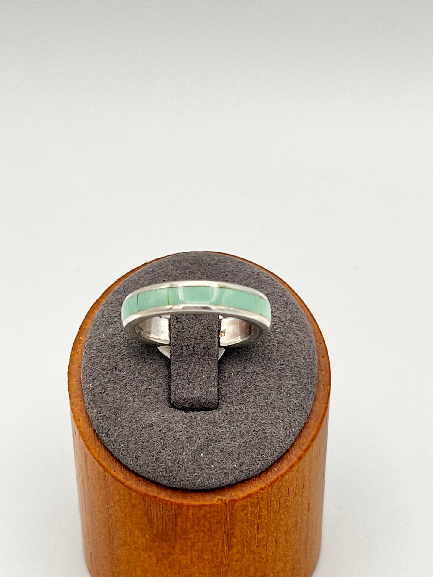 Ring- Pale Green Turquoise Inlay Ring- Size 9