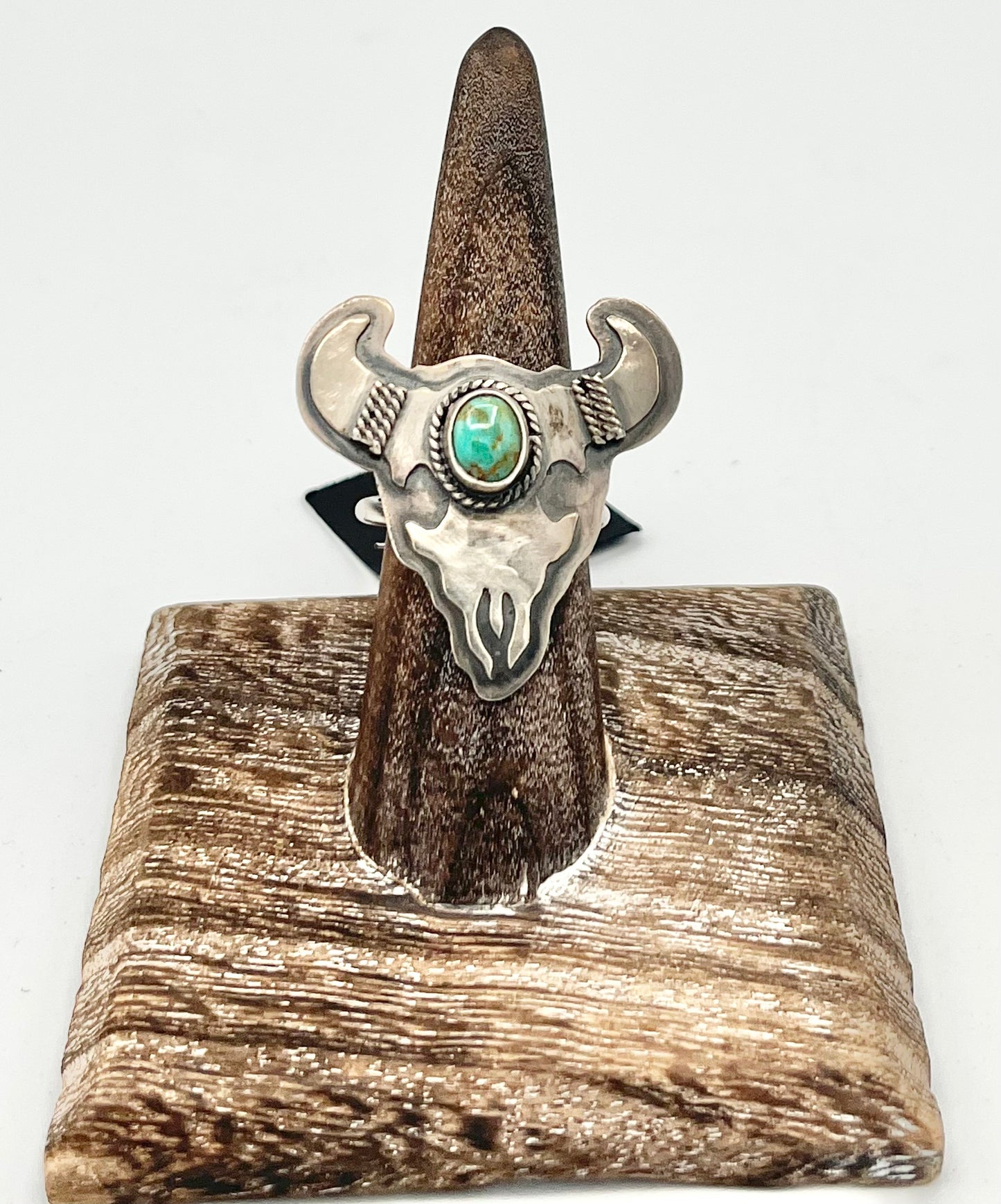 Ring- Reagan Hough Cattle Skull Silver Turquoise