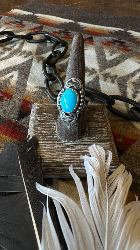 Oval Sleeping Beauty Turquoise Ring. Size 8.5