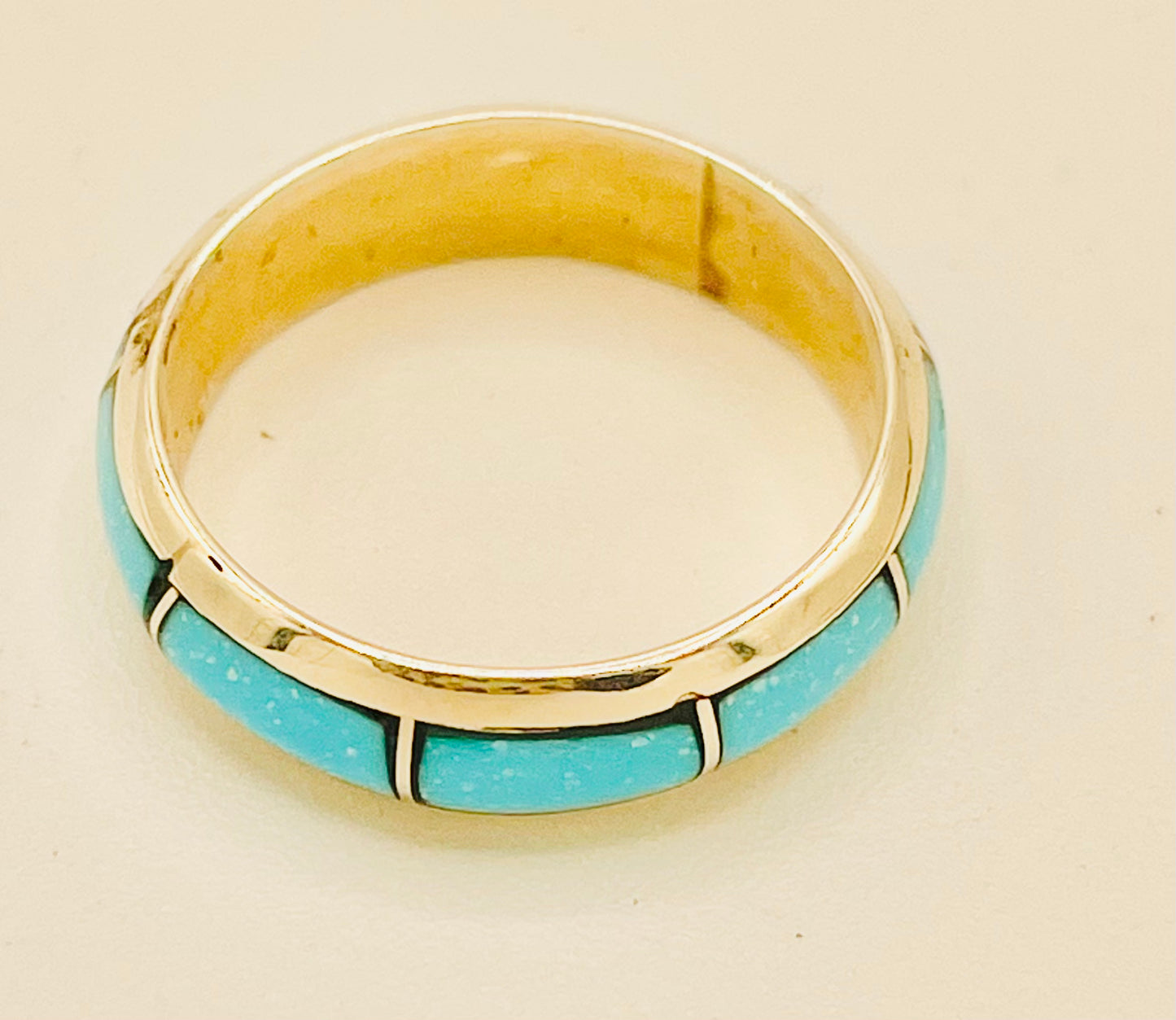 Ring- Narrow Turquoise Inlayed Band size 9