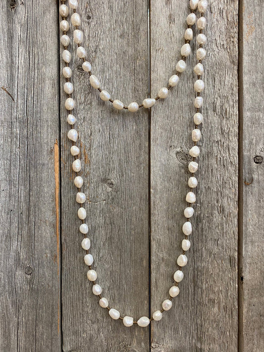 Pearl and Bronze Wrap Necklace