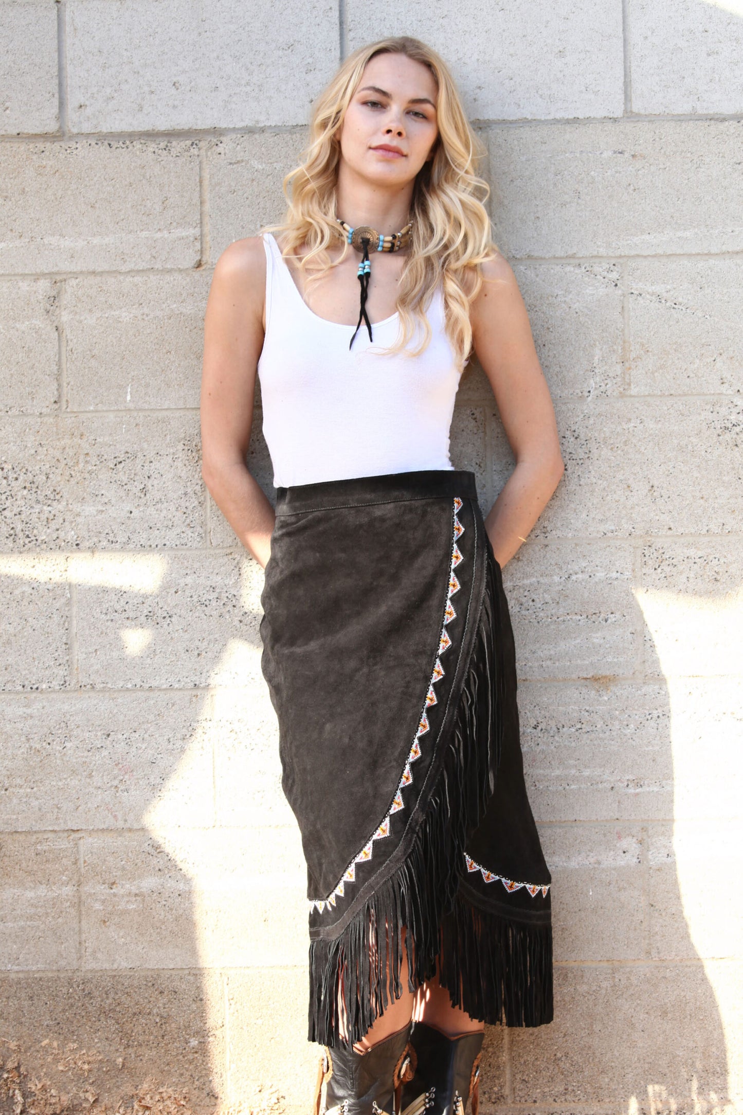Skirt - Yuma Kobler Leather beaded skirt