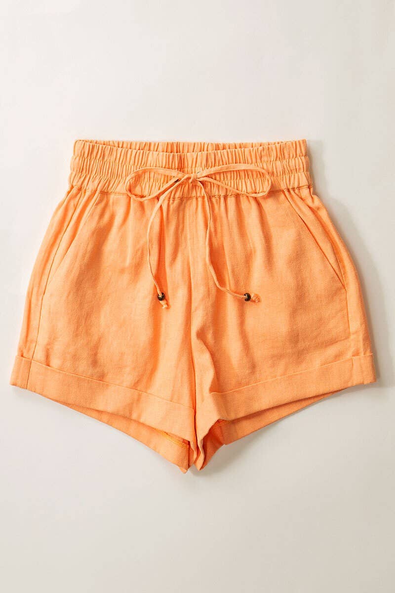 Shorts - Linen with tie waist - Sorbet