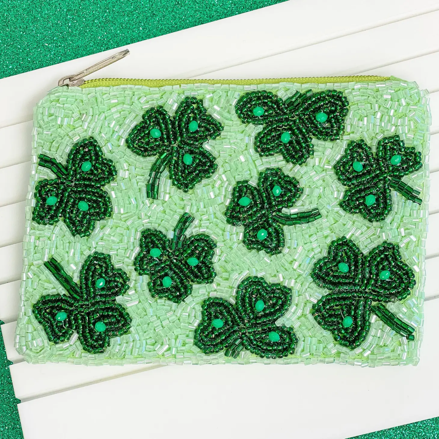 Clover Beaded Pouch