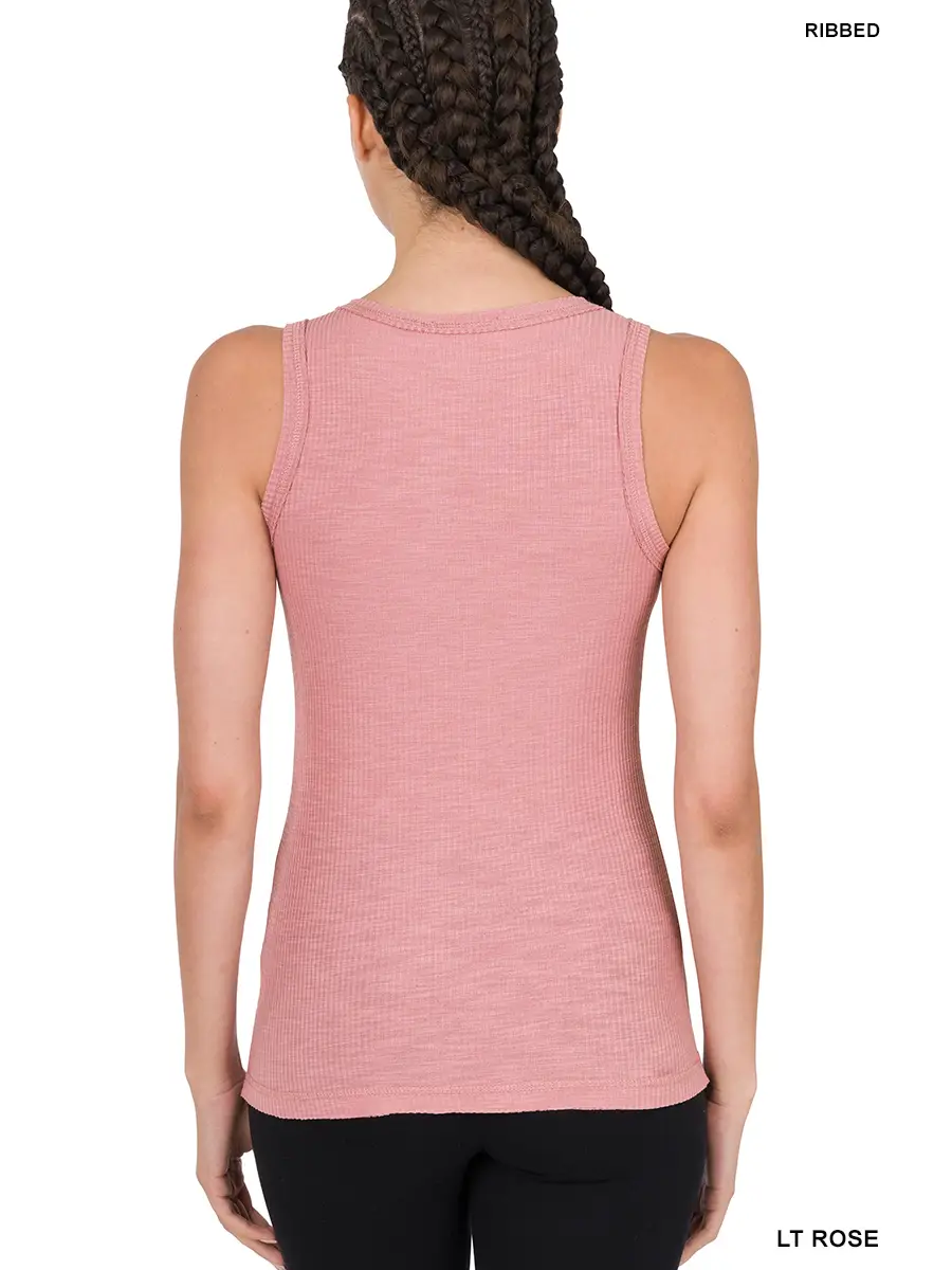 Ribbed Tank Top With Buttons